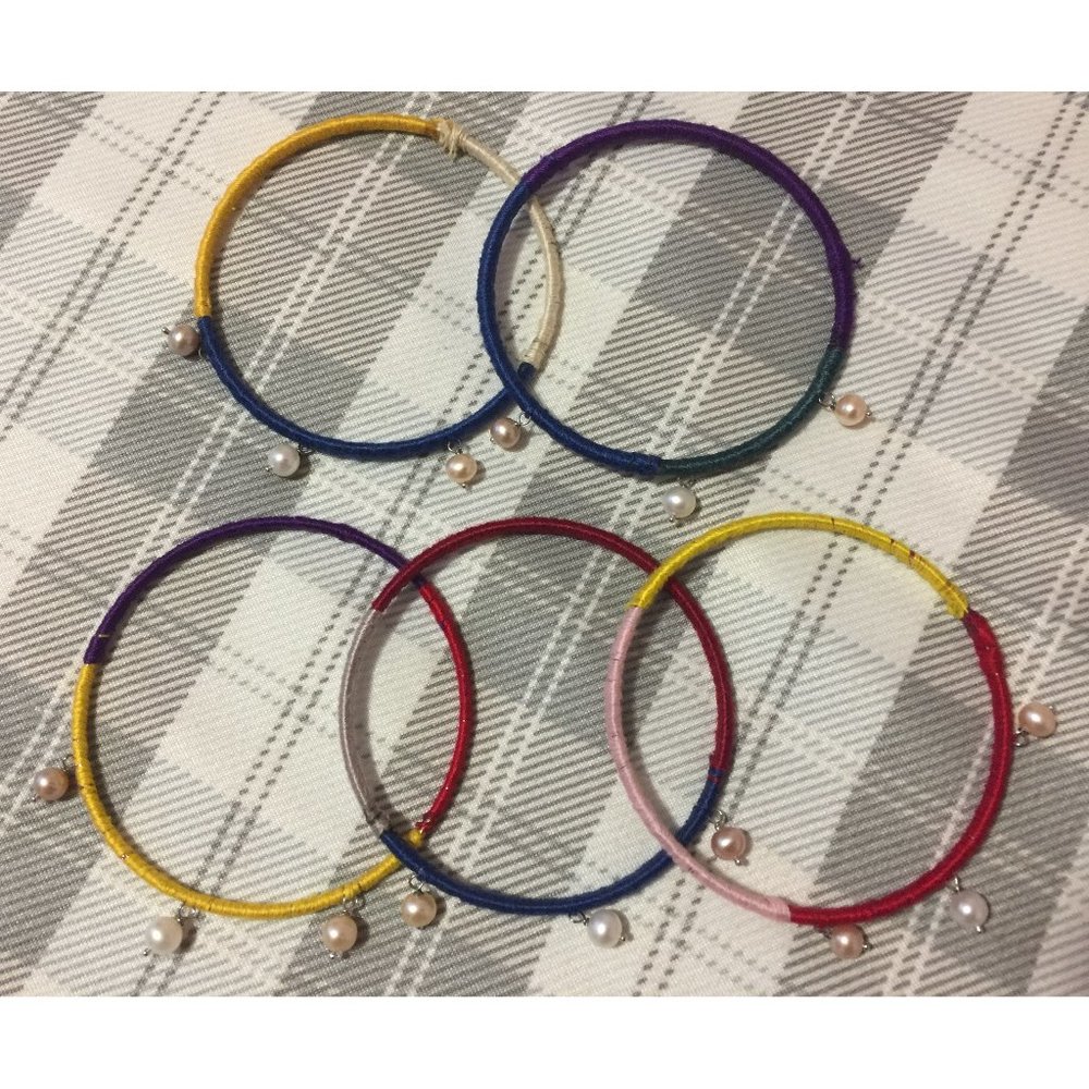 Set of 5 Rainbow Pearl Bangles (Size Medium/Large)